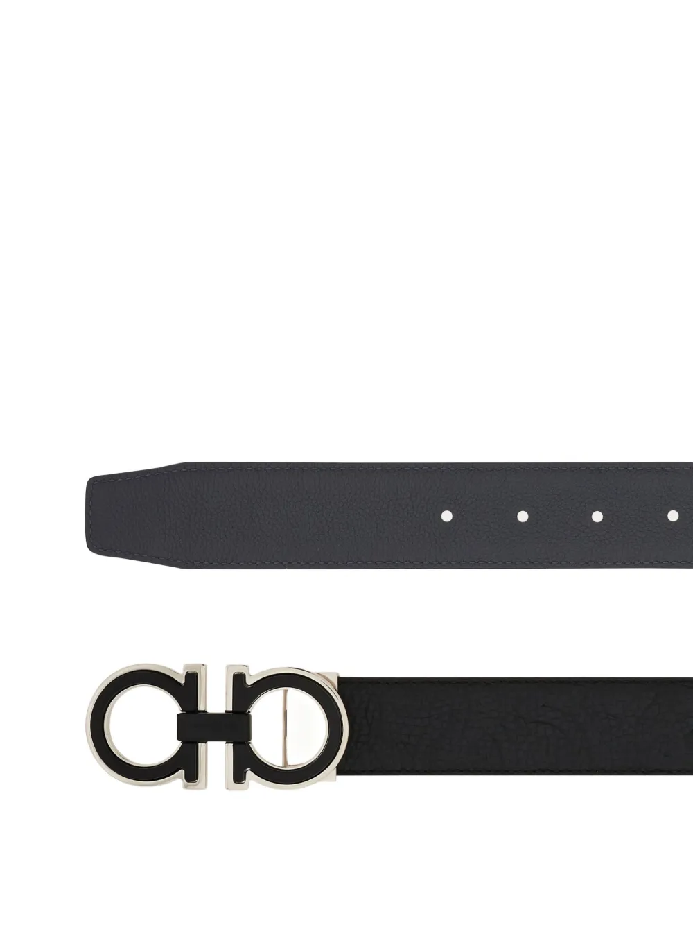 Ferragamo Gancini-embossed leather belt - Zwart