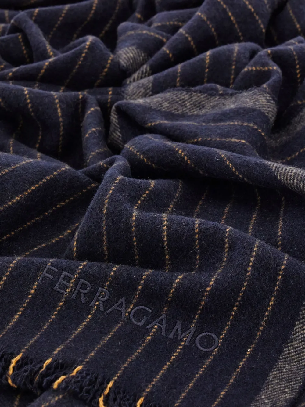 Ferragamo Striped-pattern Scarf In Blue