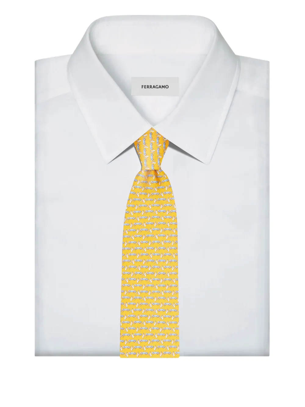 race-print silk tie