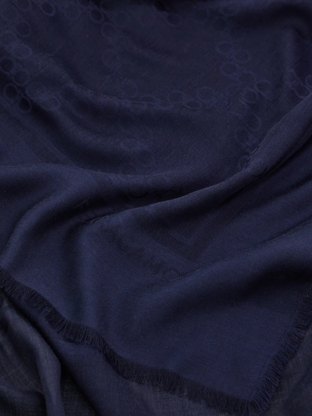  Ferragamo Jacquard Fringed Gancini Scarf - Blue 
