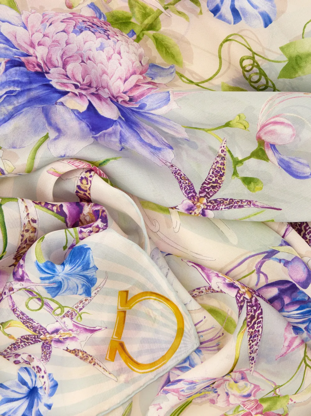 Ferragamo Gaia-print Silk Scarf In Neutral