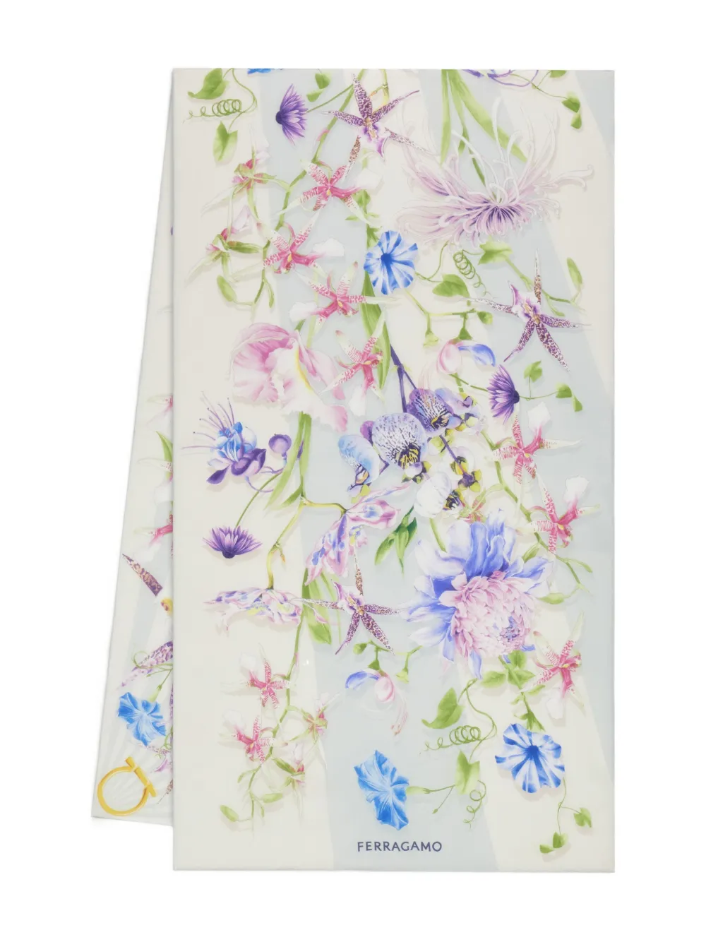 Ferragamo Gaia-print Silk Scarf In Neutral