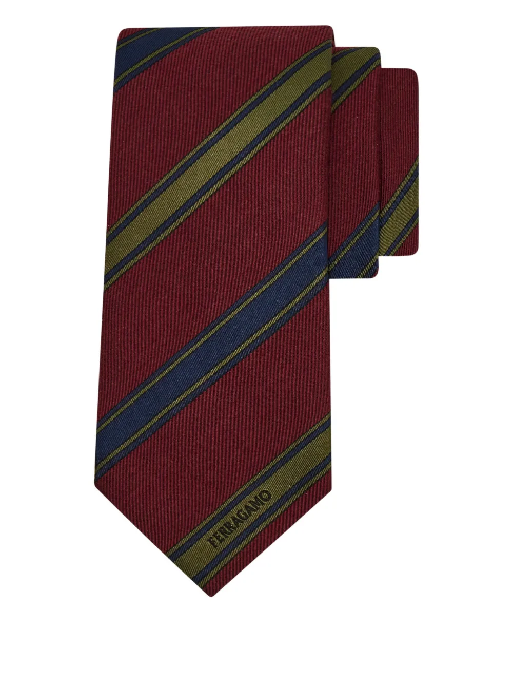 Ferragamo jacquard-logo striped-pattern tie - Rood