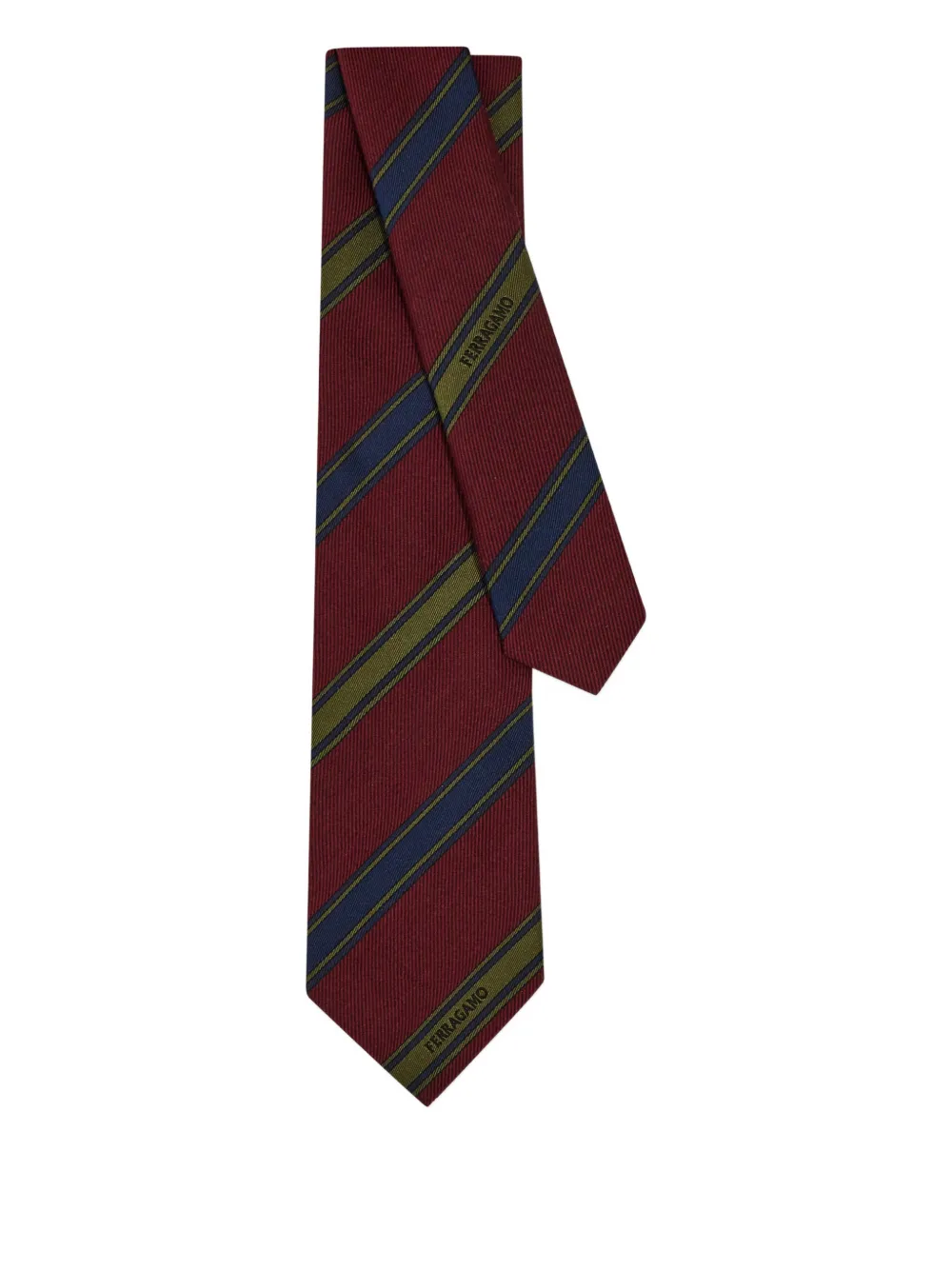 Ferragamo jacquard-logo striped-pattern tie - Rosso