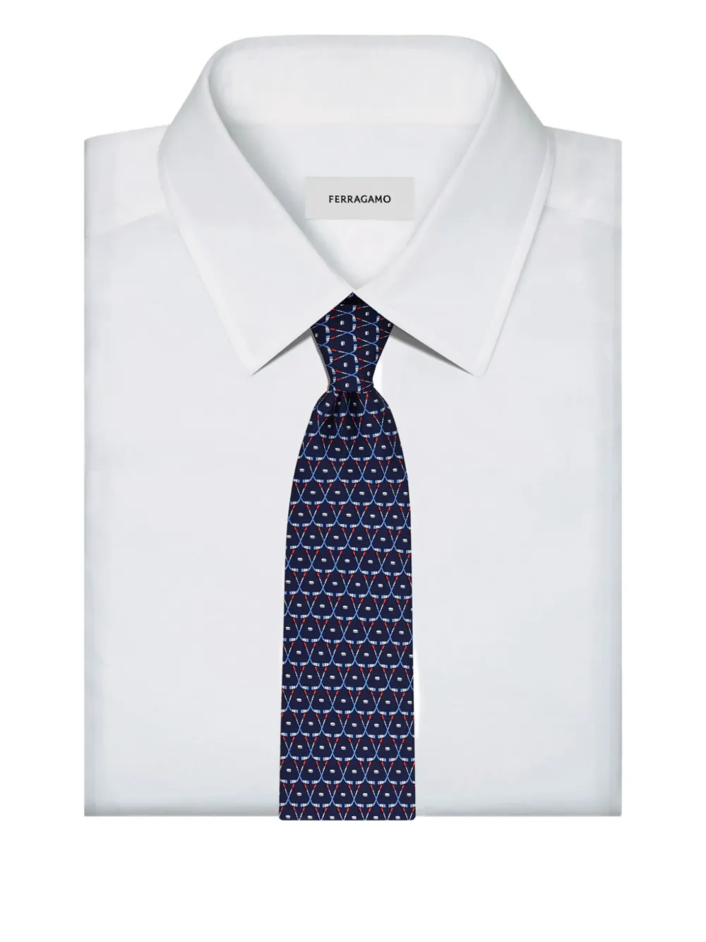  Ferragamo Print Silk Tie - Blue 