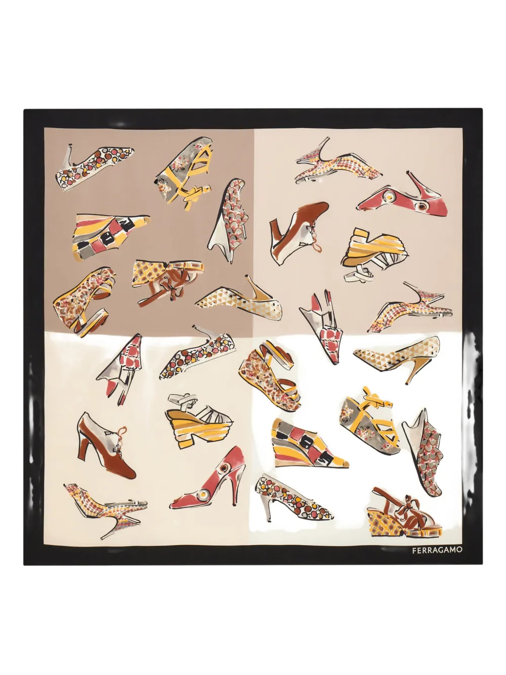 Ferragamo Genio-print Silk Scarf In Neutral