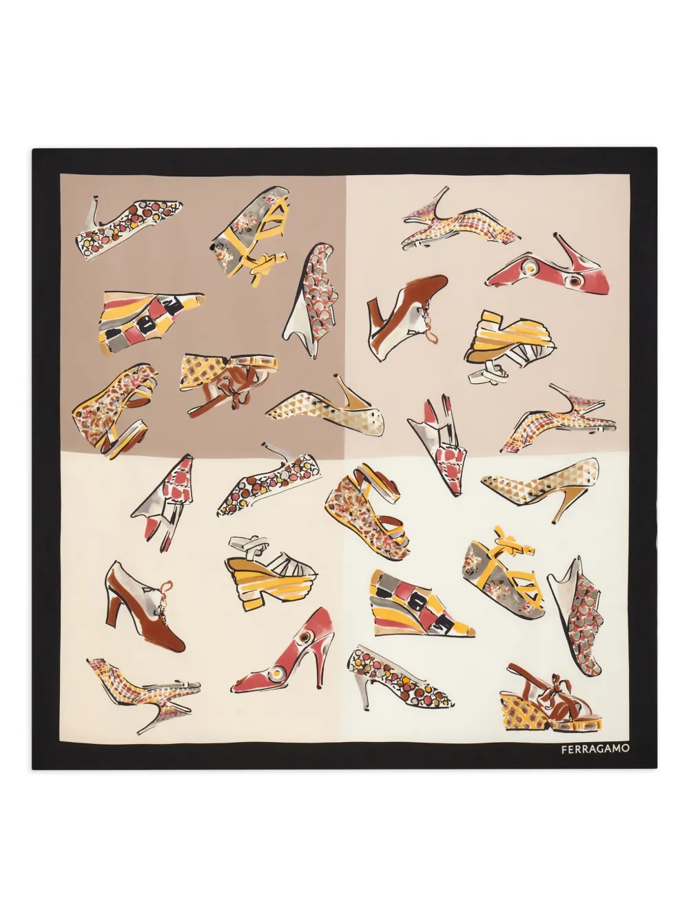 Ferragamo Genio-print silk scarf | Neutrals | Image 1