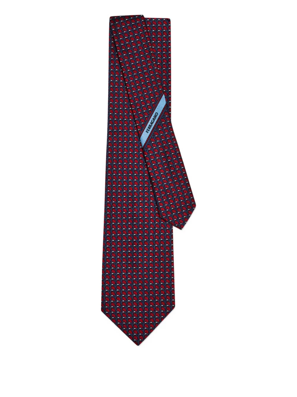 Ferragamo jacquard pegasus tie - Blauw