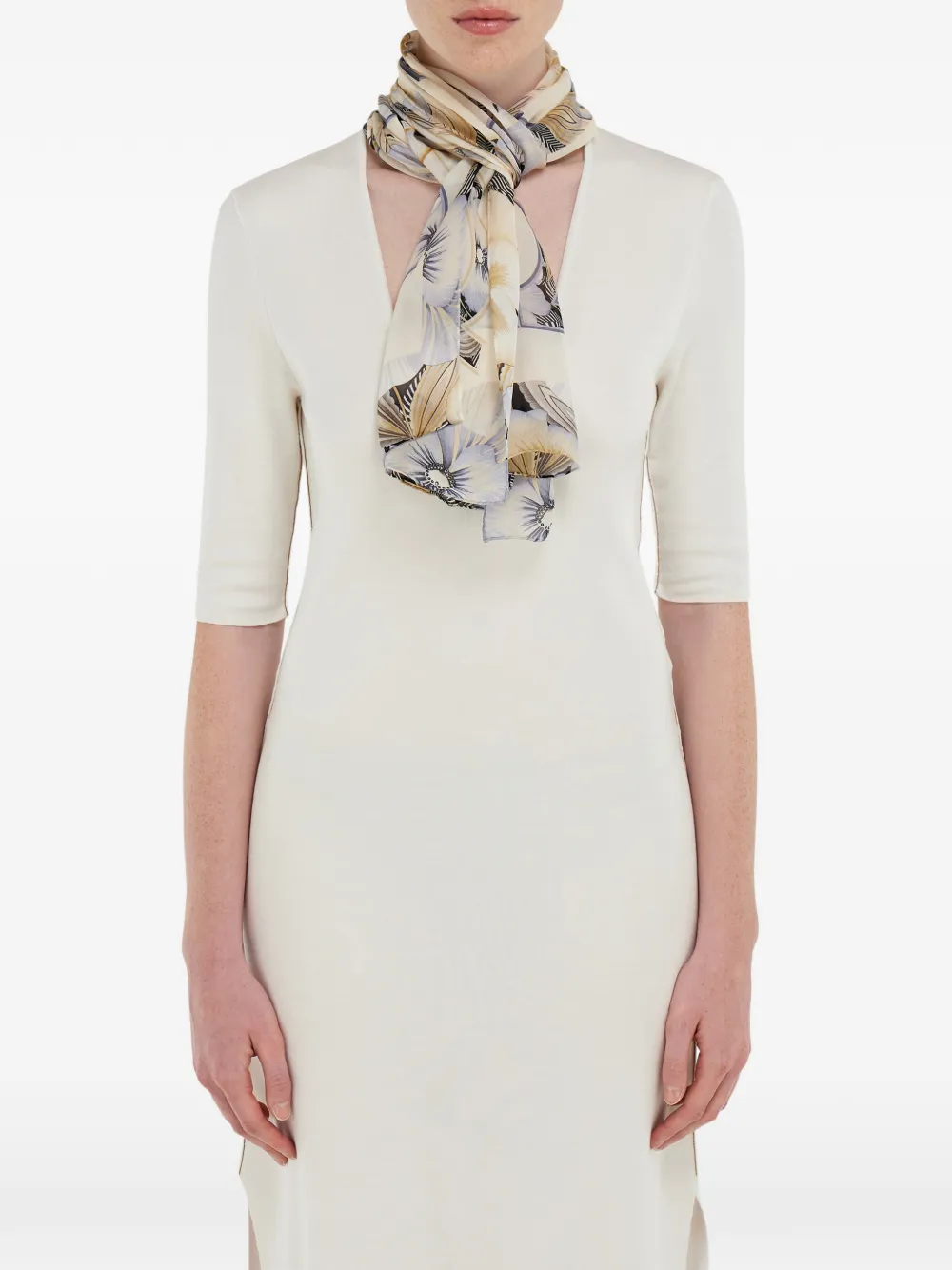 Ferragamo Gancini Floral Print Silk Scarf In Multi