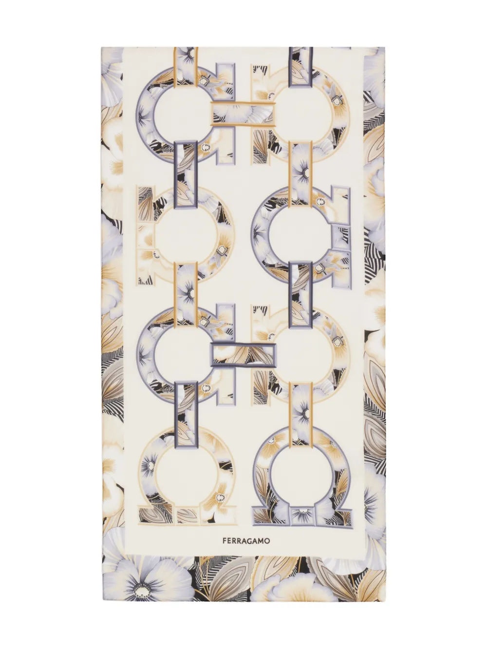 Ferragamo Gancini Floral Print Silk Scarf In Multi
