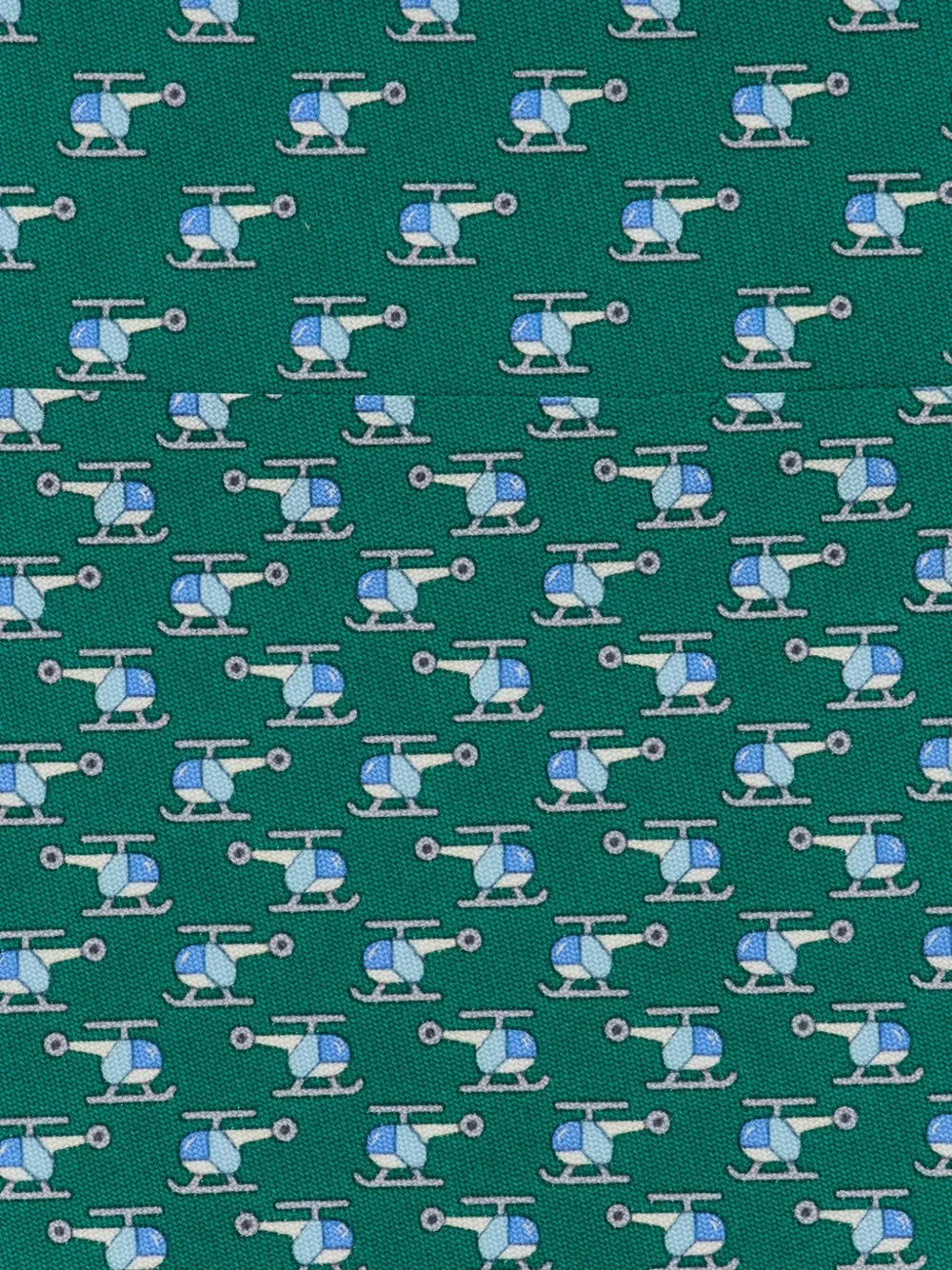 Ferragamo Helicopter Print Silk Tie In Green