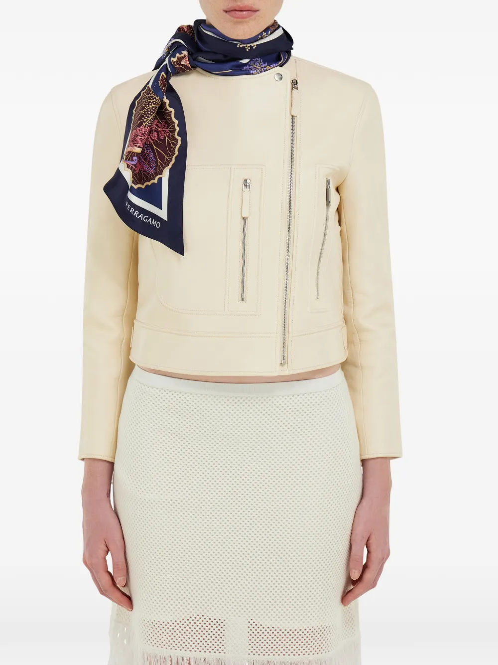 Ferragamo Water Lily Print Silk Bandeau In Blue