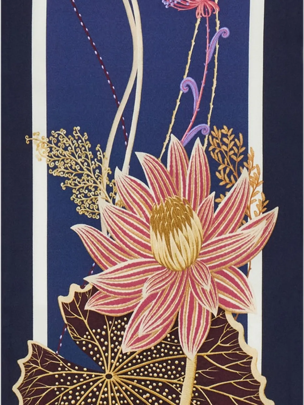 Ferragamo Water Lily Print Silk Bandeau In Blue