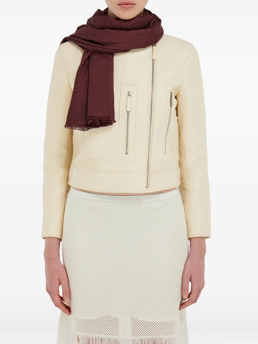  Ferragamo Jacquard-logo Scarf - Red 