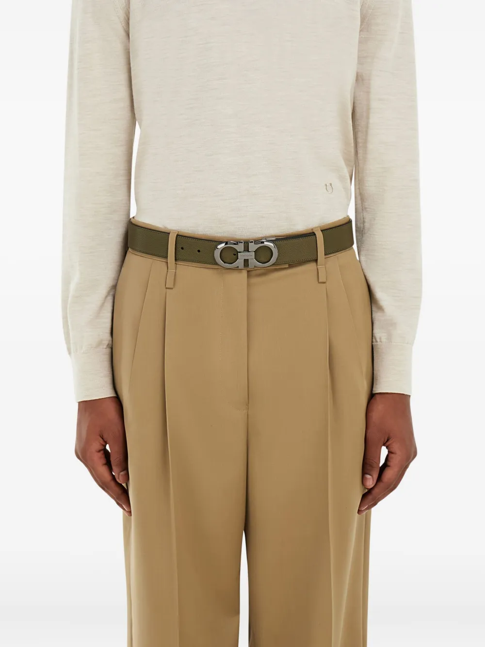 Ferragamo Gancini omkeerbare riem Groen