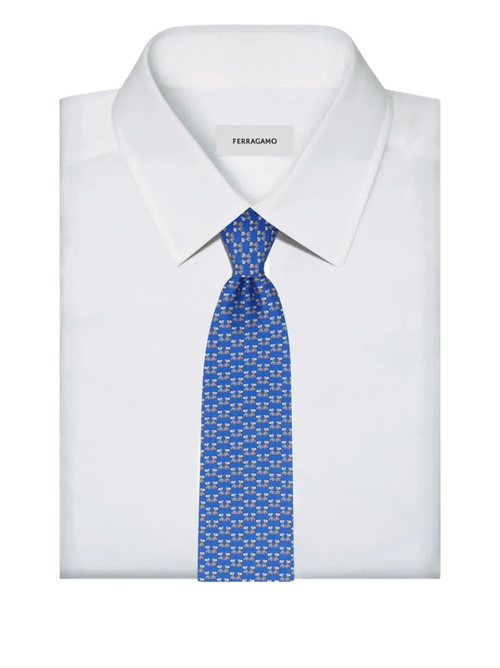 Ferragamo Zijden stropdas met print Blauw