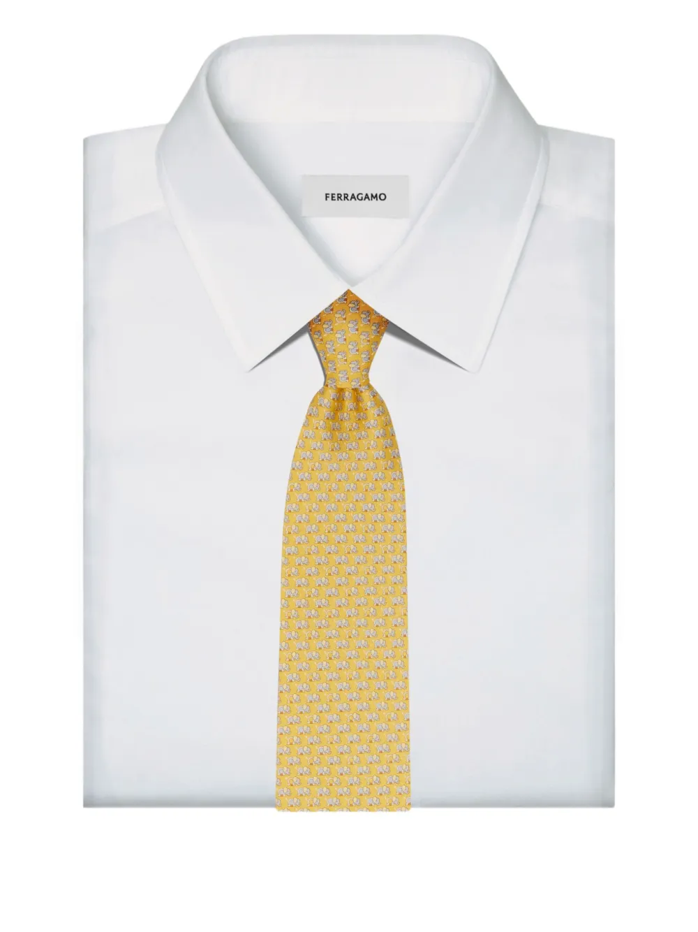 Ferragamo Elephant Gancini zijden stropdas Geel