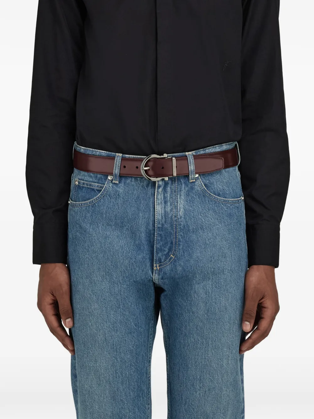 Ferragamo Gancini omkeerbare riem Bruin