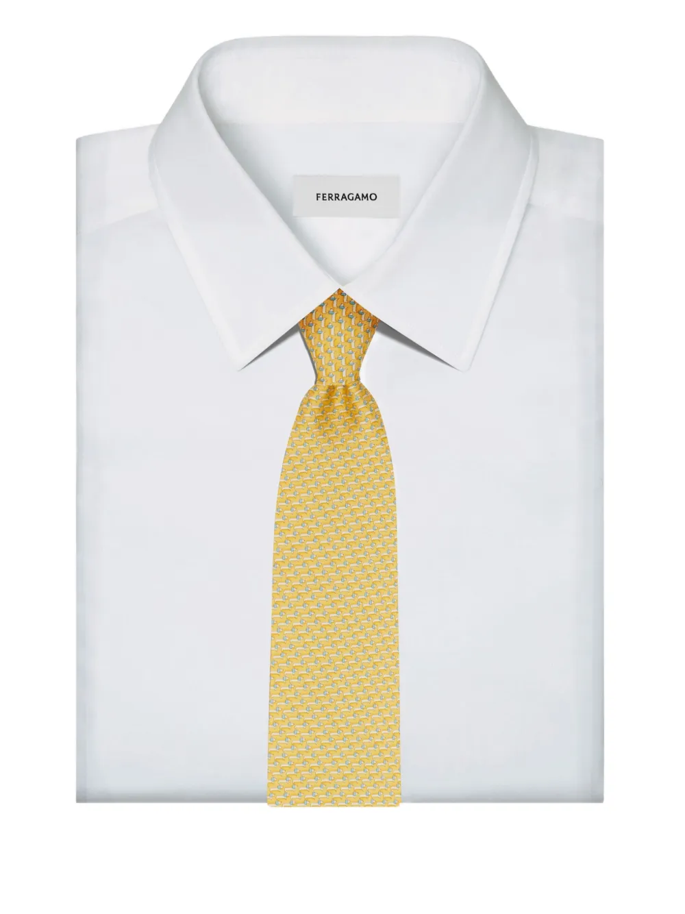 Ferragamo Zijden stropdas met teckel-print Geel
