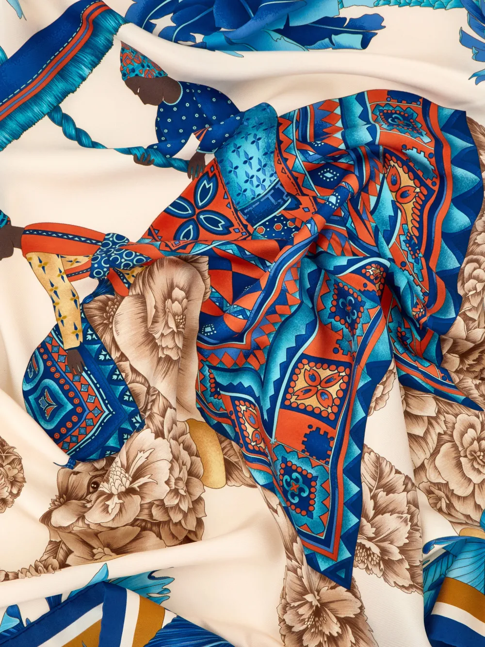 Ferragamo India-print silk scarf - Blauw