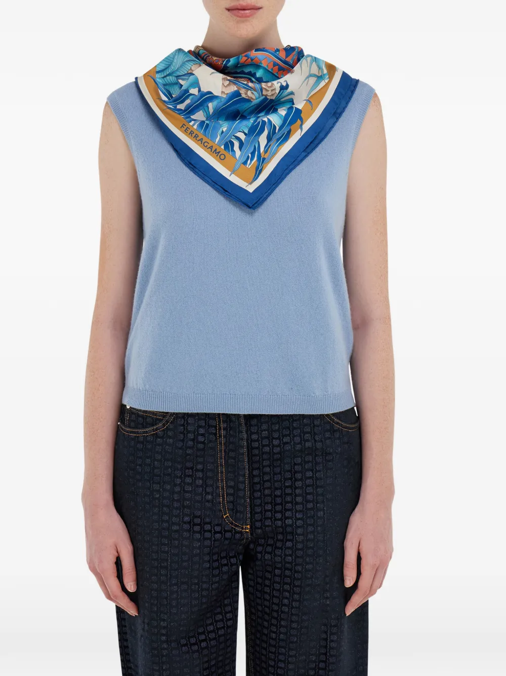 Ferragamo Zijden sjaal Blauw