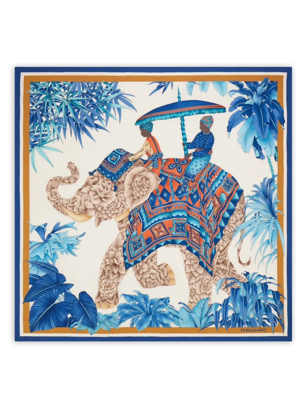 Ferragamo India-print silk scarf - Blu