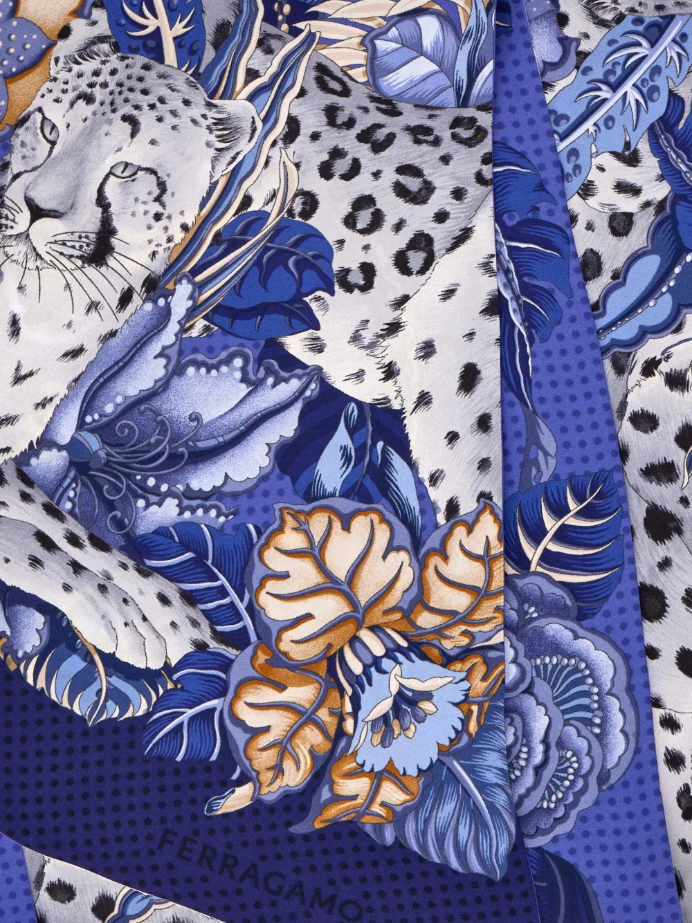 Ferragamo Cheetah Print Silk Bandeau In Blue