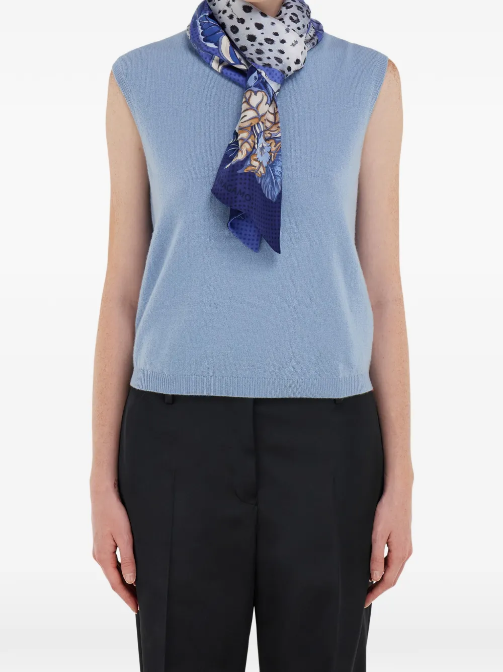 Ferragamo Cheetah Print Silk Bandeau In Blue