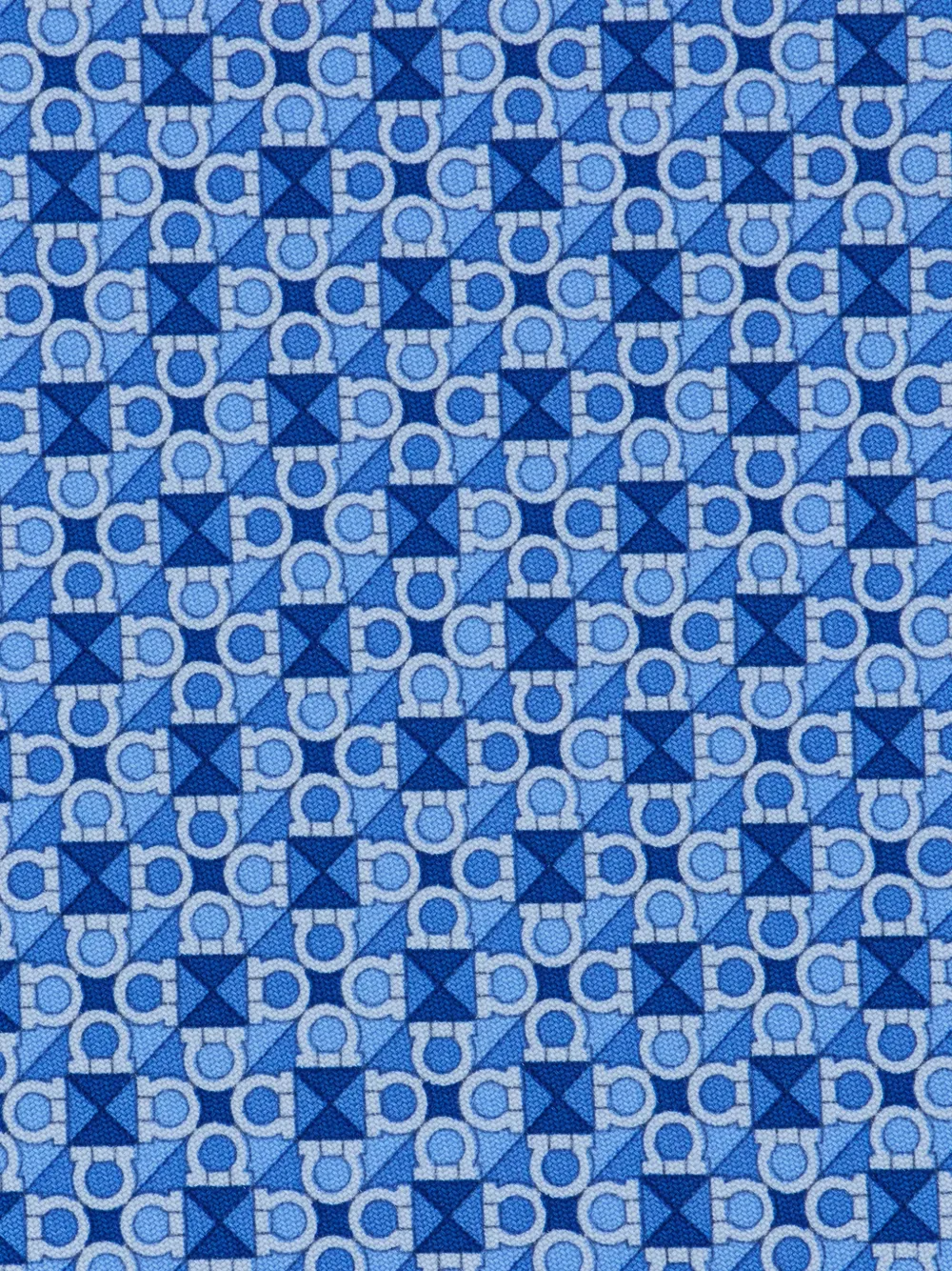 Ferragamo square logo-print silk tie - Blauw