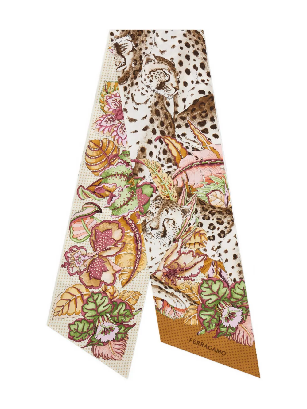 Ferragamo Cheetah Print Silk Bandeau In Neutral