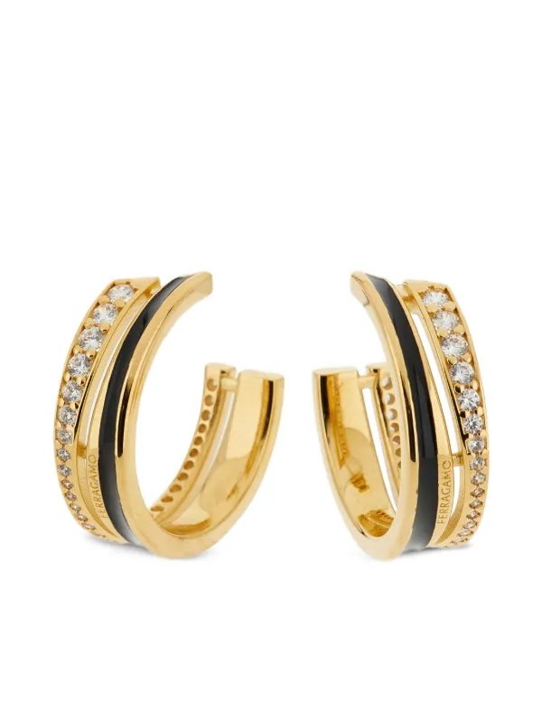 Ferragamo Round Hoop Earrings in Gold