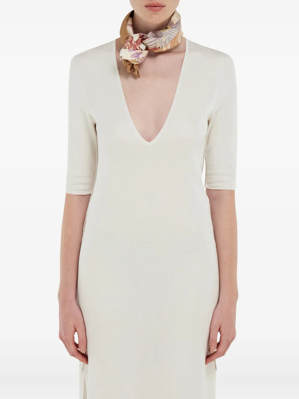 Ferragamo Zijden sjaal met waterlelie-print Bruin