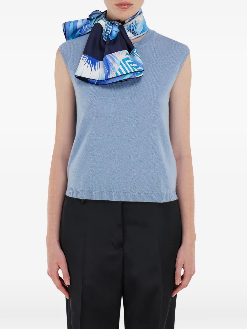 Ferragamo Brezza Print Silk Bandeau In Blue