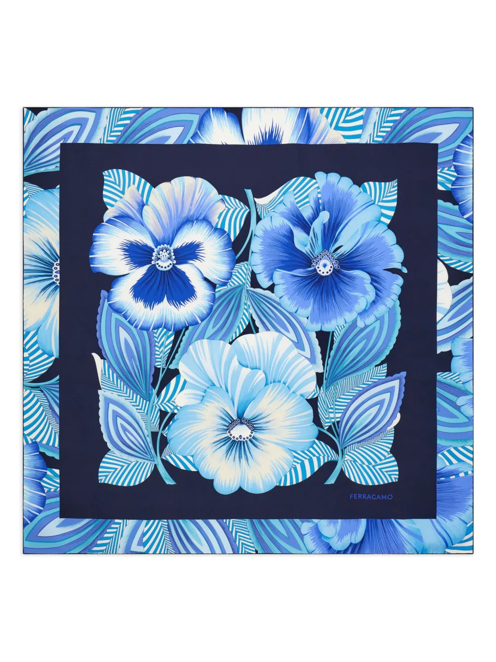 Ferragamo Brezza-print silk scarf | Blue | Image 1