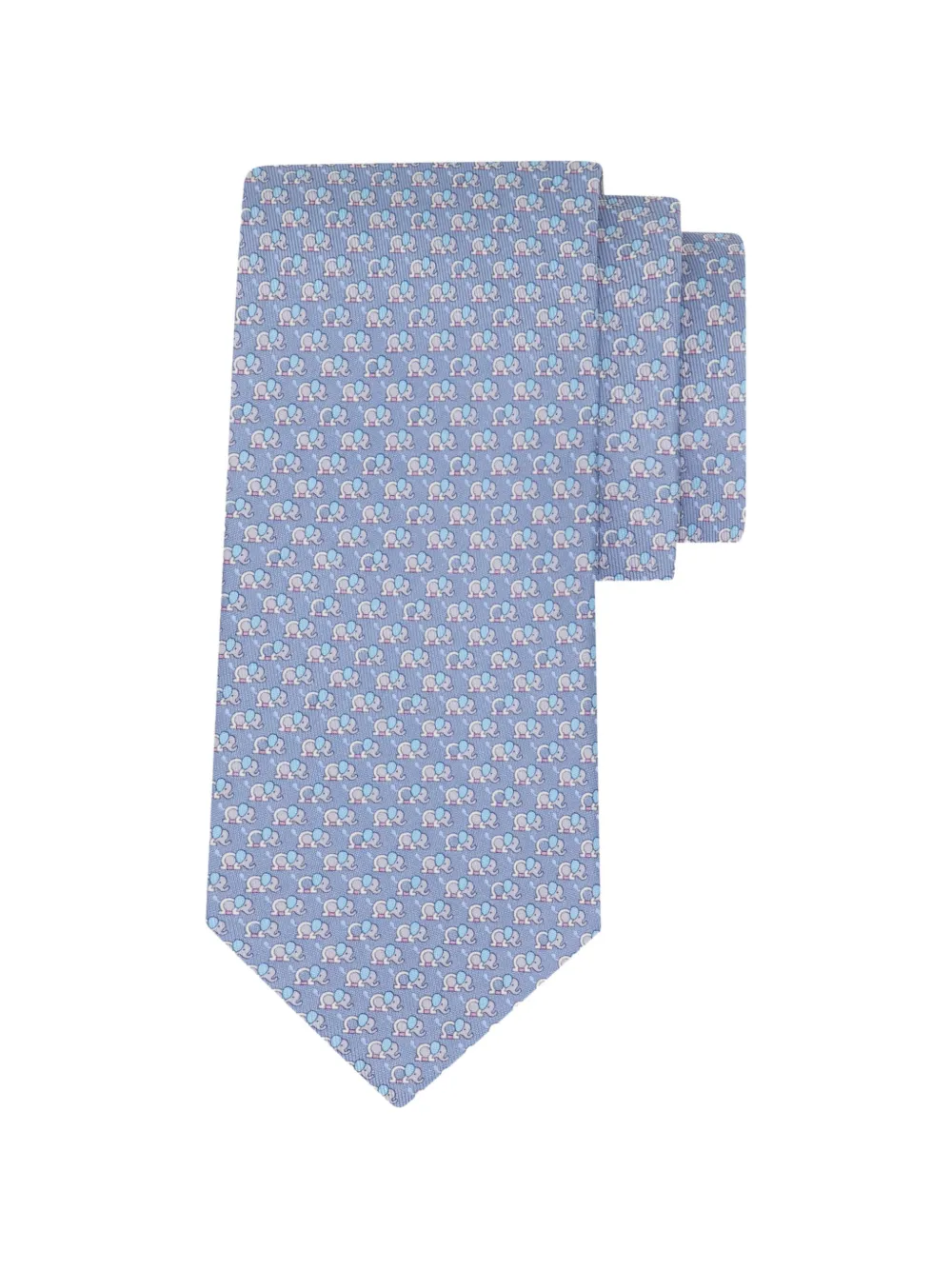 Ferragamo elephant-print silk tie - Blu