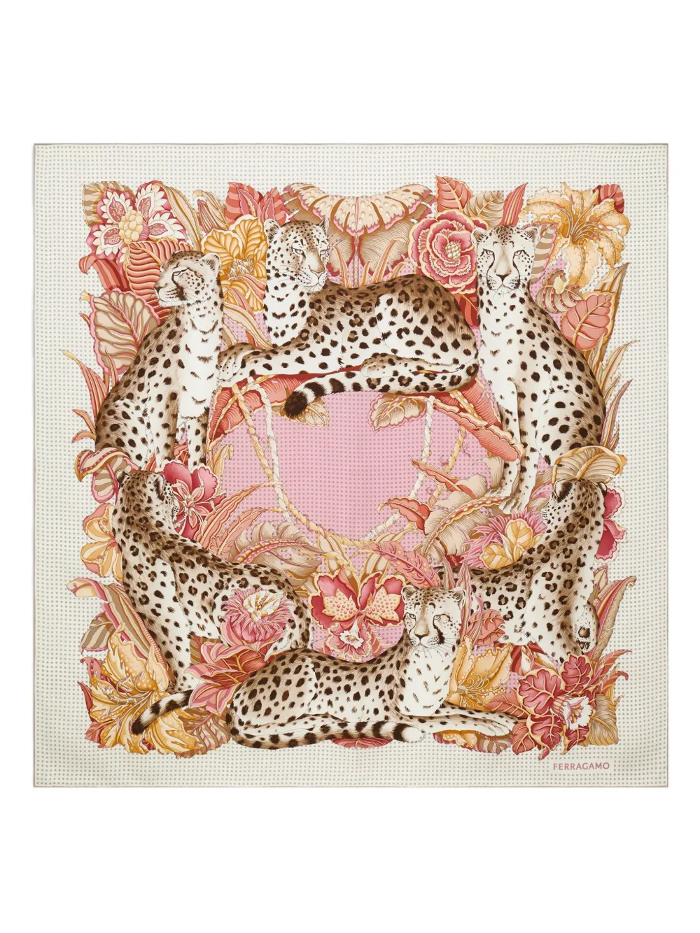 Ferragamo Cheetah-print silk scarf - Toni neutri