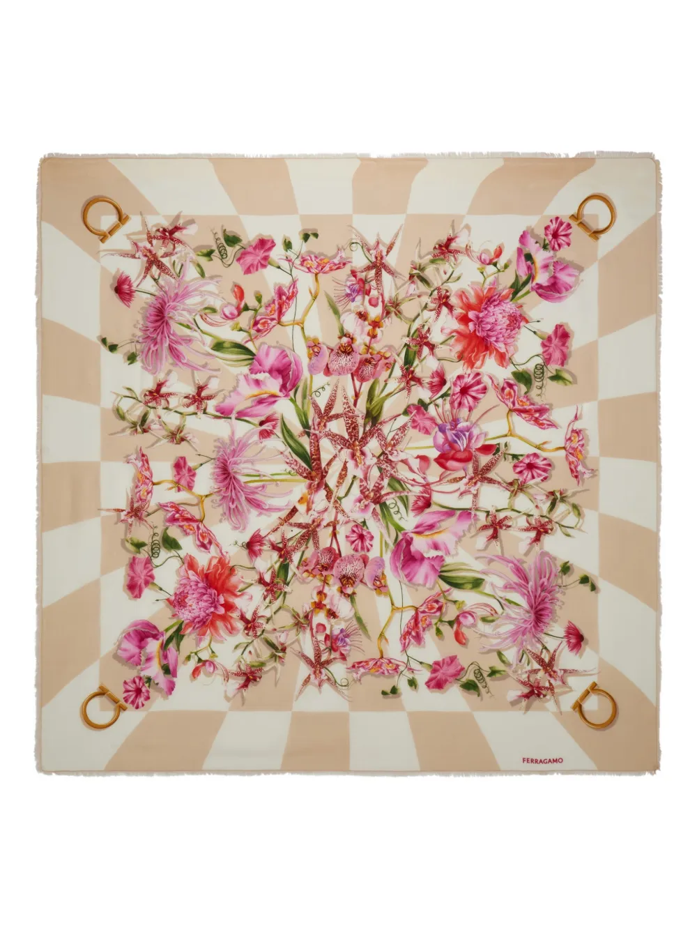 Ferragamo Foulard Gaia in seta con stampa - Rosa