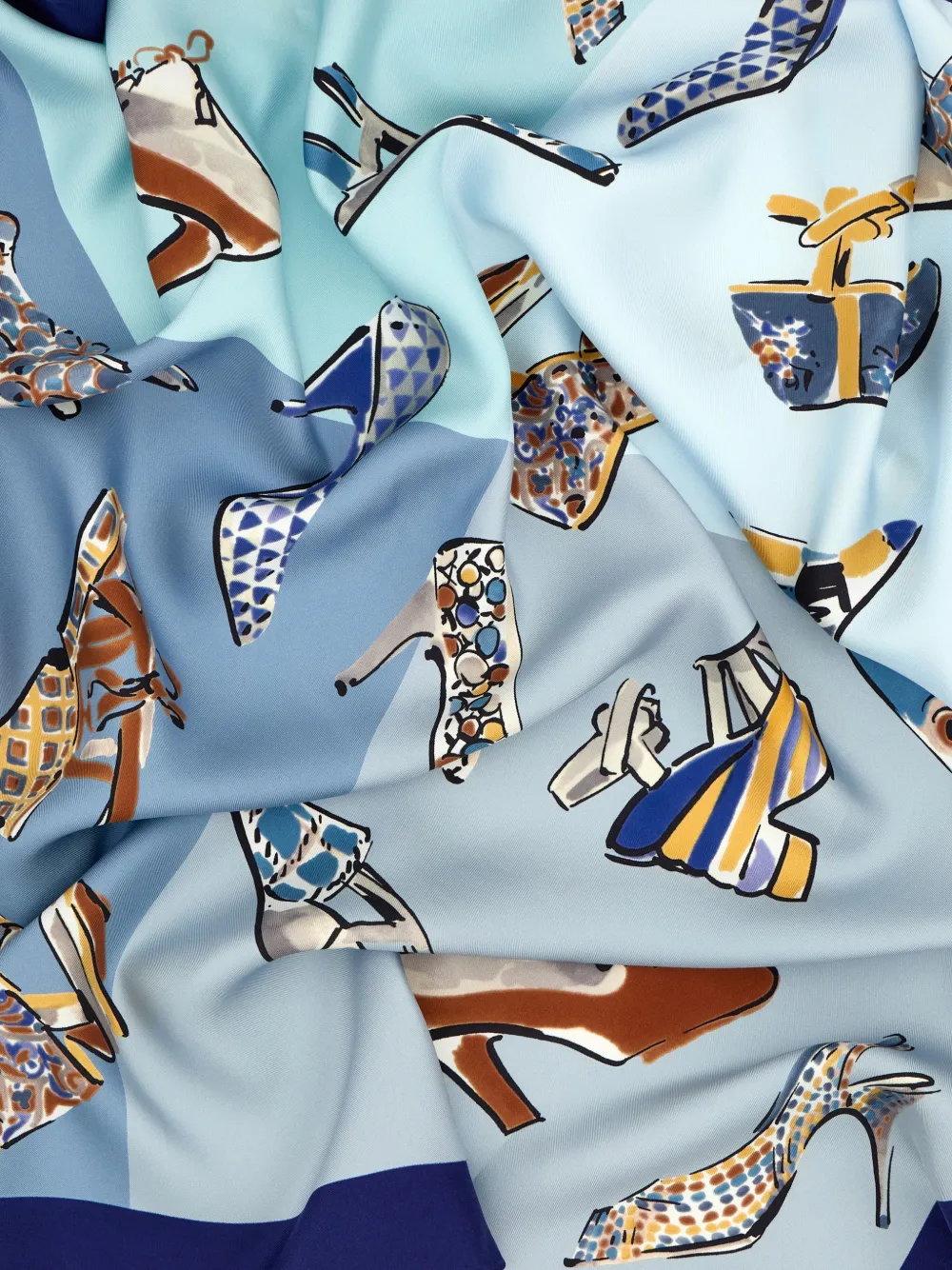 Ferragamo Zijden sjaal met Genio-print Blauw