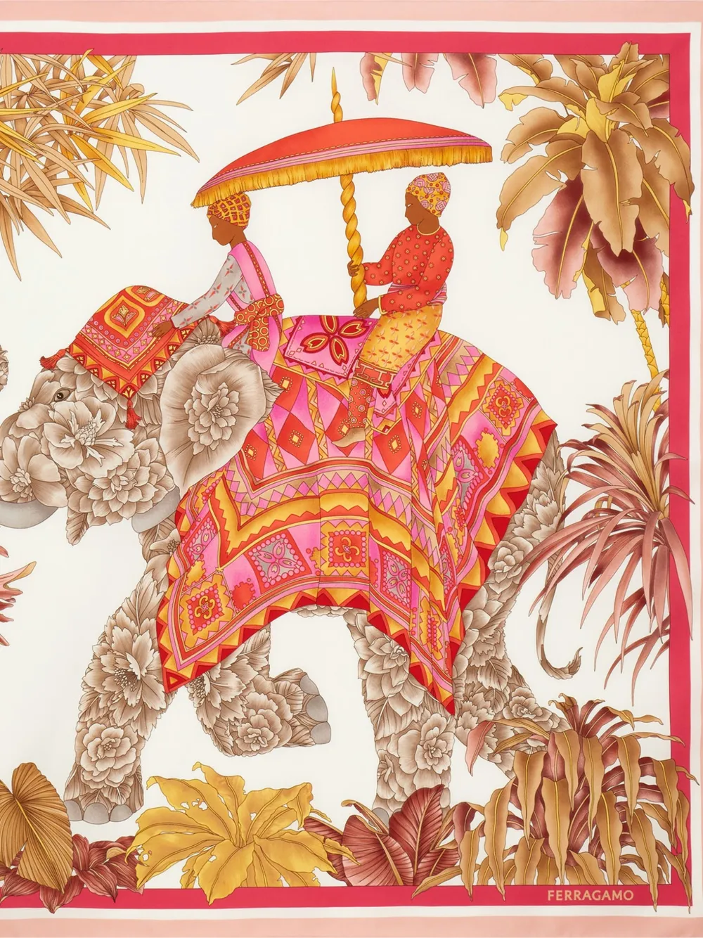 Ferragamo india-print silk scarf - Beige