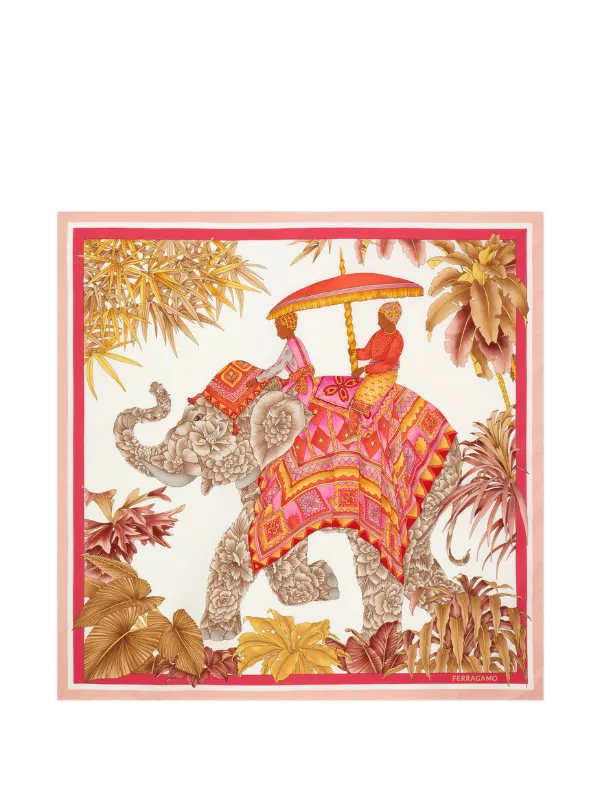 Ferragamo India-print Silk Scarf in Neutrals