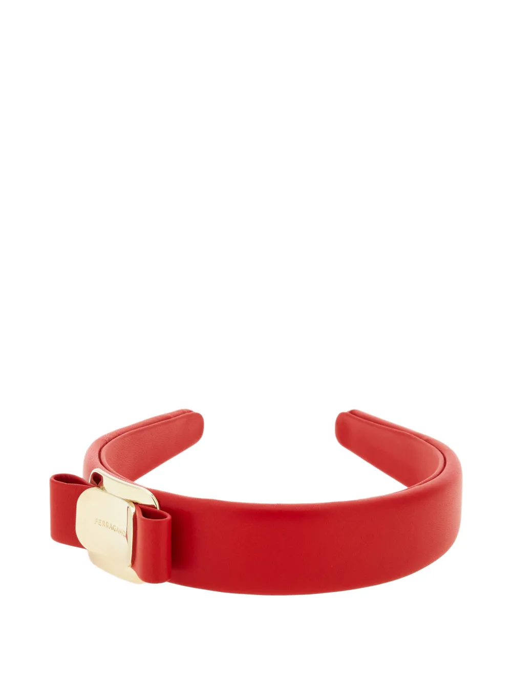Ferragamo Vara Plate Bow Headband In Red