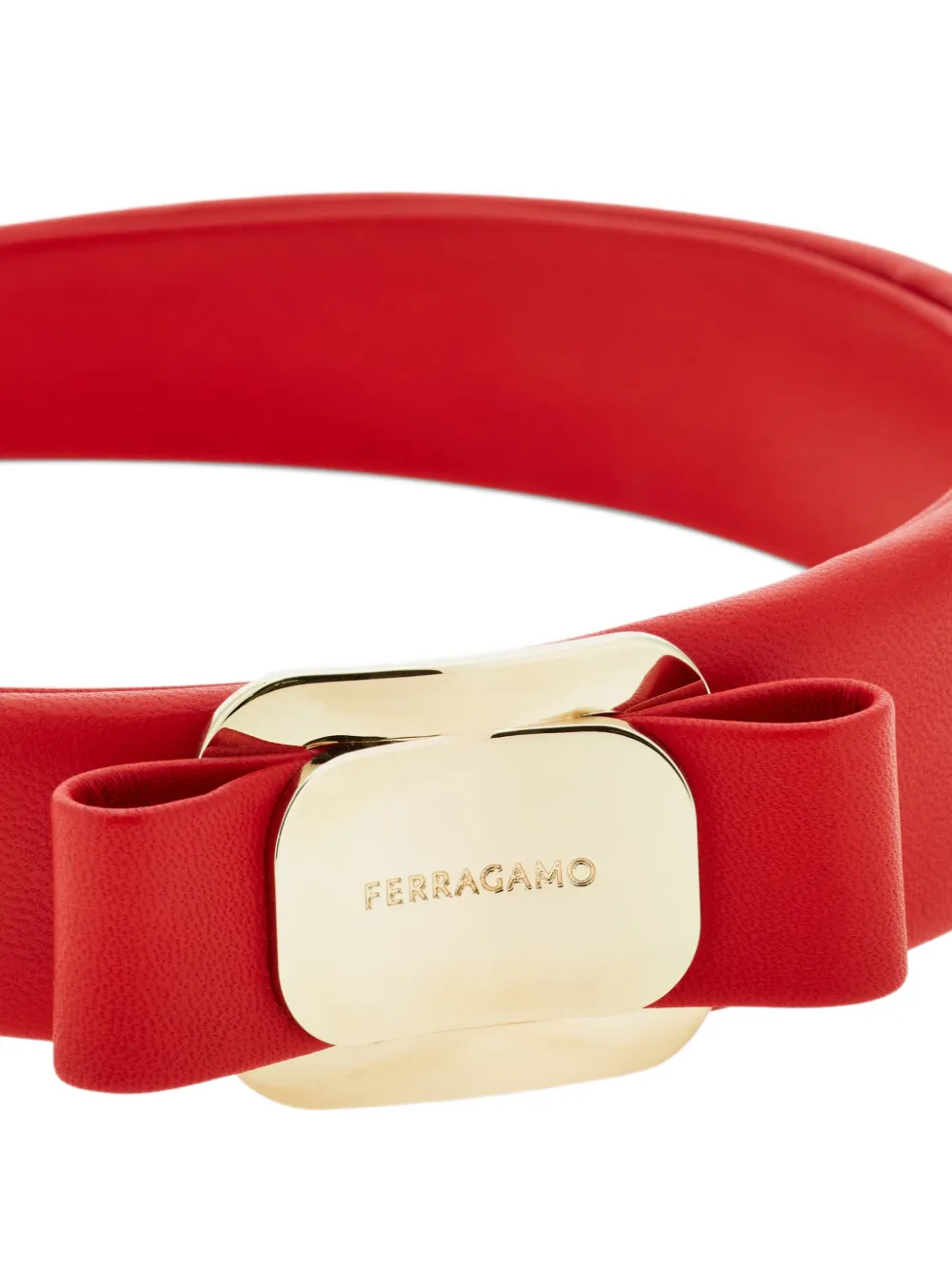 Ferragamo Vara Plate Bow Headband In Red