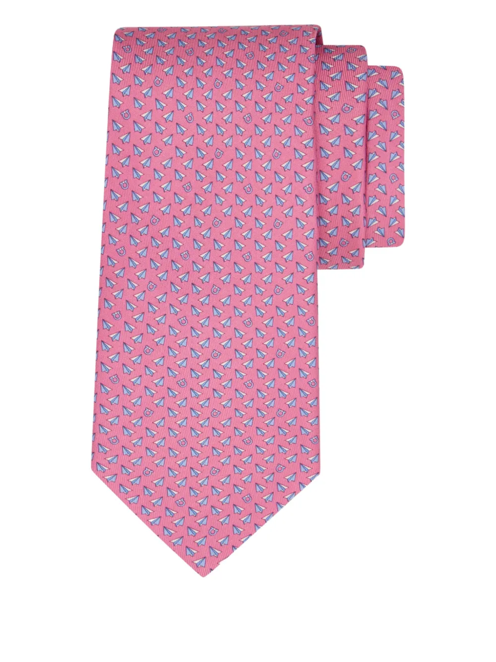 Ferragamo paper airplane print silk tie | Pink | Image 1