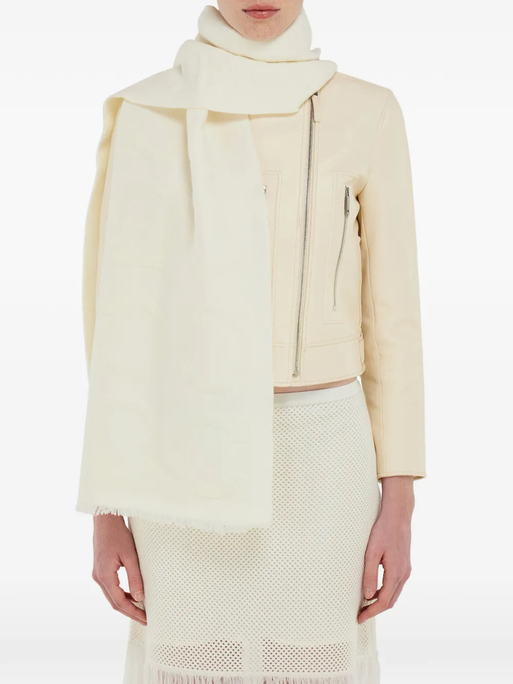 Ferragamo Gancini Jacquard Logo Scarf In White