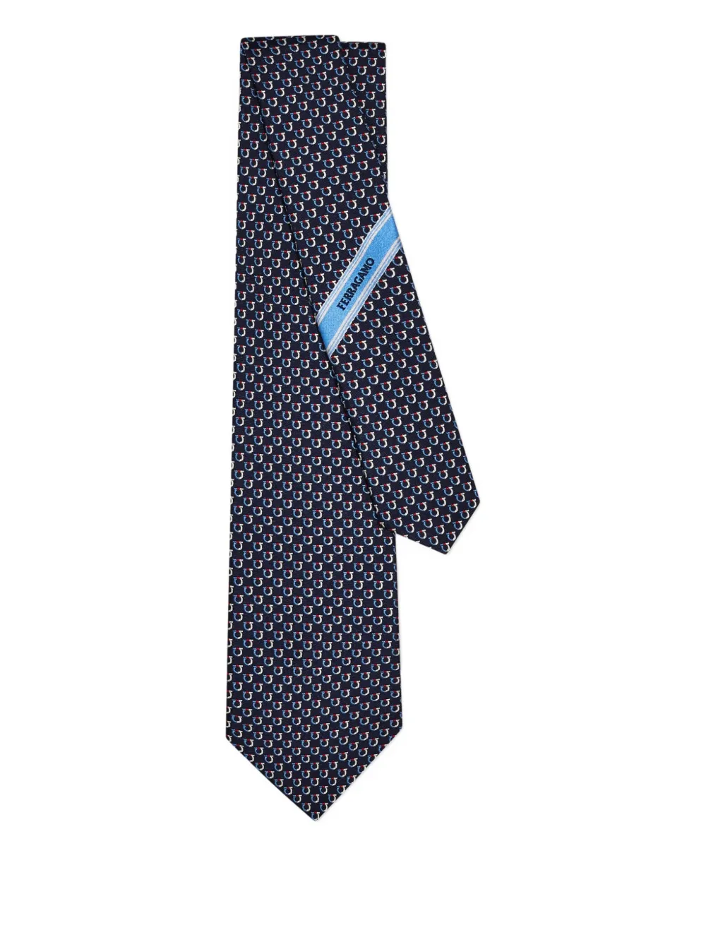 Ferragamo gancini-pattern silk tie | Blue | Image 1
