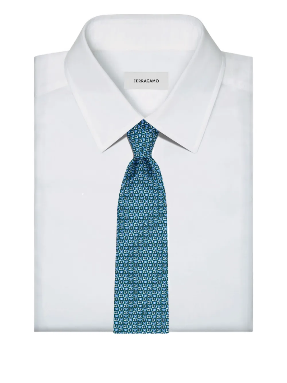 Ferragamo Butterfly-gancini-print Silk Tie In Blue