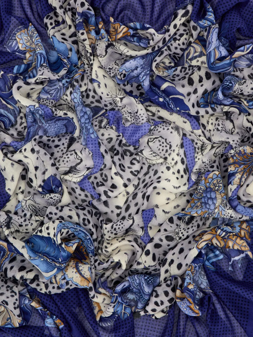 Ferragamo Kasjmier sjaal met Ghepardo-print Blauw