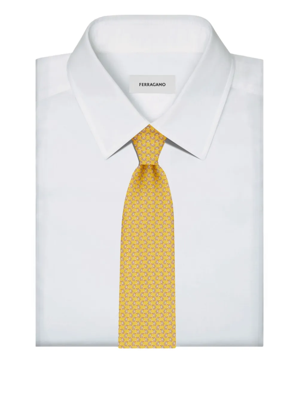Ferragamo Zijden stropdas met pinguïn-print Geel