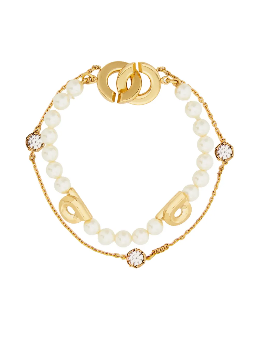 Ferragamo pearl gancini double strand bracelet | Gold | Image 1