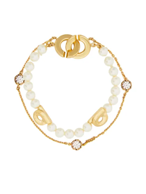 Ferragamo pearl gancini double strand bracelet